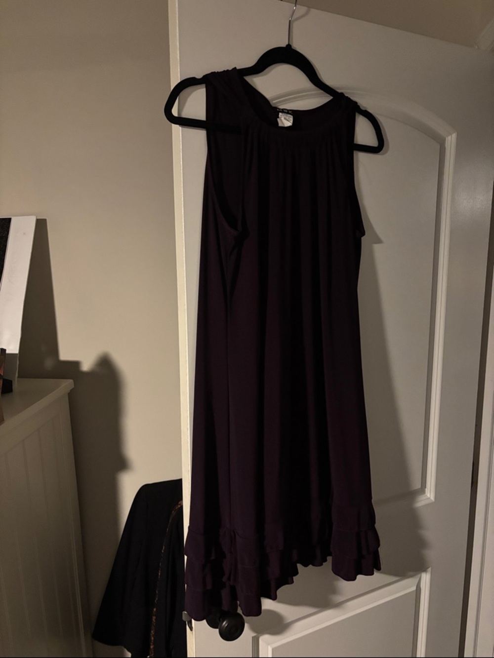 MSK Sleeveless Ruffle-Hem Mini Dress in Plum